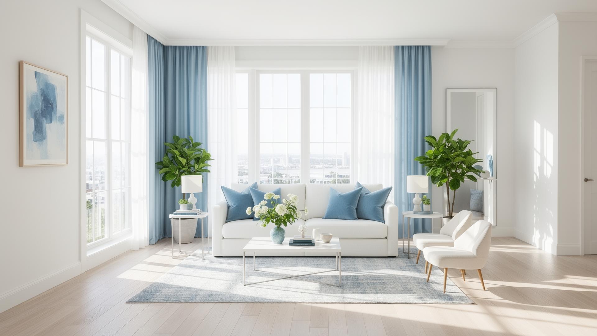 Bright, clean modern living room interior